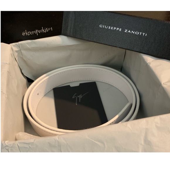 🎁giuseppe zanotti NEW white leather designer BBB logo buckle belt - Picture 6 of 10